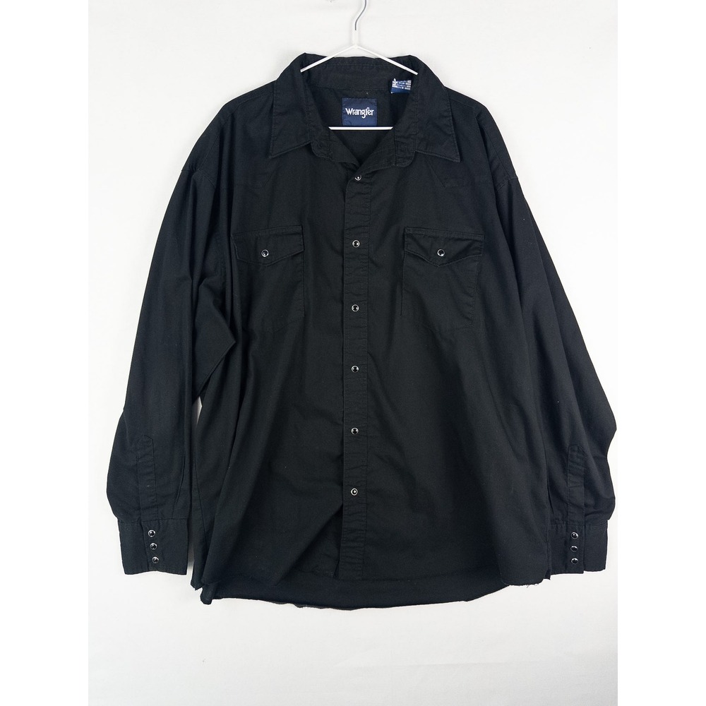 Wrangler Western Snap Button Shirt Mens XXL Black Dual Chest Pockets Country